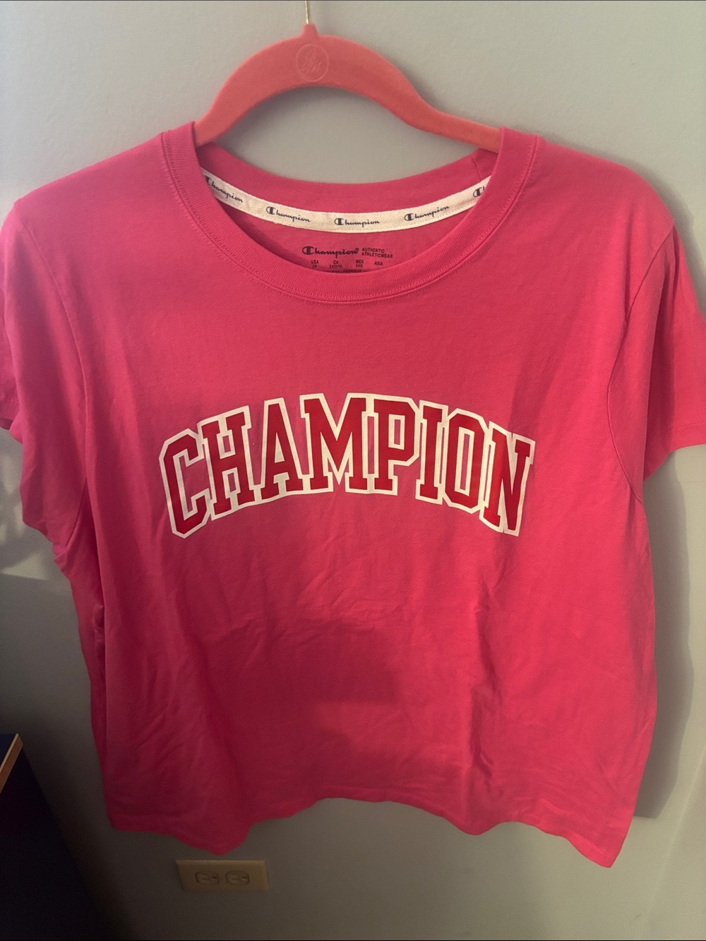 Champion Hot Pink Arched Logo Tee